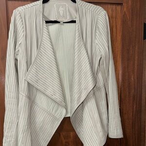 My Tribe Light Gray Taupe Draped Leather Jacket